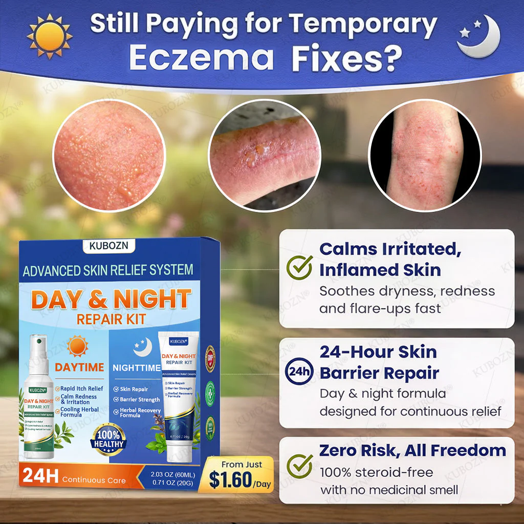 KUBOZN® Eczema Day & Night Repair System - 100% Steroid-Free Relief Duo for Intense Itch, Redness & Broken Skin - Image 4