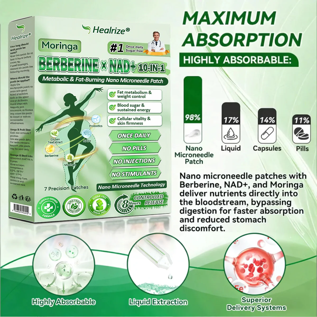 𝗢𝗳𝗳𝗶𝗰𝗶𝗮𝗹 𝗦𝘁𝗼𝗿𝗲 | ⏳⏳Healrize® 𝙈𝒐𝒓𝒊𝒏𝒈𝗮 · 𝗕𝗲𝗿𝗯𝐞𝐫𝐢𝐧𝙚 × 𝙉𝑨𝑫+ 𝟏𝟎-𝙞𝙣-1 𝘼𝒅𝒗𝒂𝒏𝒄𝒆𝐝 𝐍𝐚𝐧𝙤 𝙈𝙞𝙘𝙧𝙤𝙣𝒆𝒆𝒅𝒍𝐞 𝐏𝐚𝐭𝙘𝙝(𝗝𝘂𝘀𝘁 𝗼𝗻𝗰𝗲 𝗮 𝗱𝗮𝘆, 𝘃𝗶𝘀𝗶𝗯𝗹𝗲 𝗿𝗲𝘀𝘂𝗹𝘁𝘀 𝗶𝗻 𝟳 𝗱𝗮𝘆𝘀) ✅𝗙𝗼𝗿: 𝗼𝗯𝗲𝘀𝗶𝘁𝘆, 𝗹𝗼𝗼𝘀𝗲 𝘀𝗸𝗶𝗻, 𝘁𝘆𝗽𝗲 𝟮 𝗱𝗶𝗮𝗯𝗲𝘁𝗲𝘀, 𝘀𝗹𝗲𝗲𝗽 𝗮𝗽𝗻𝗲𝗮, 𝗷𝗼𝗶𝗻𝘁 𝗶𝘀𝘀𝘂𝗲𝘀, 𝗮𝗻𝗱 𝗺𝗼𝗿𝗲 🅱︎ - Image 2